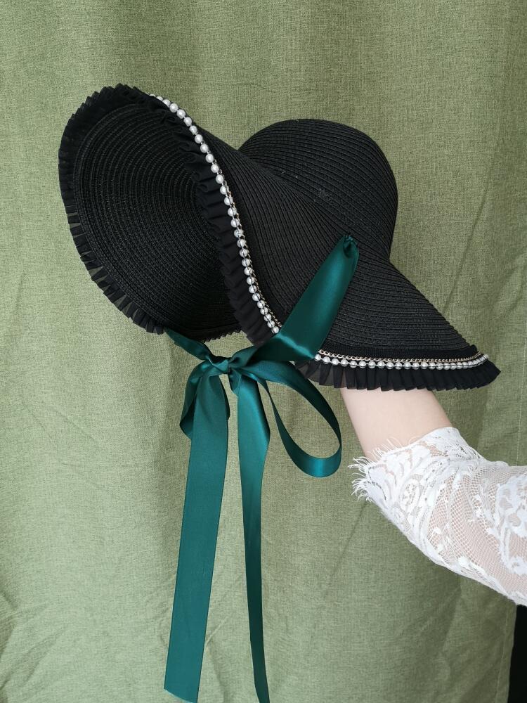 French Romatic Women Pearl Brim Sun Hat Women 12Cm wide Brim Ribbon Bow Straw Hat Summer Beach Party Lolita Bonnet Sombrebro Cap
French Romatic Women Pearl Brim Sun Hat Women 12Cm wide Brim Ribbon Bow Straw Hat Summer Beach Party Lolita Bonnet Sombrebro Cap