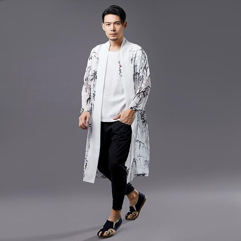 Summer Chinese Style Fashion Bamboo Leaf Printing Mens Long Chiffon Shirts Long Sleeve Open Stitch Sun Protection Shirt Coats, White
Summer Chinese Style Fashion Bamboo Leaf Printing Mens Long Chiffon Shirts Long Sleeve Open Stitch Sun Protection Shirt Coats, White