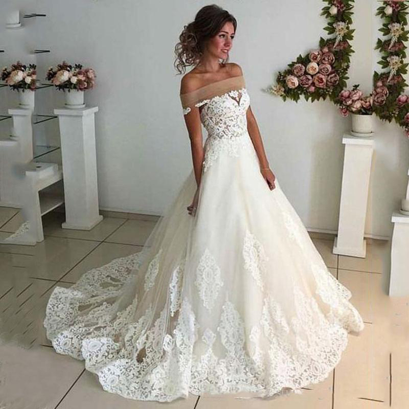 Custom Made Off Shoulder Lace Wedding Dresses with Appliquies Short Sleeves Court Train Lace Up Back Plus Size Wedding Bridal Gowns, Black
Custom Made Off Shoulder Lace Wedding Dresses with Appliquies Short Sleeves Court Train Lace Up Back Plus Size Wedding Bridal Gowns, Black