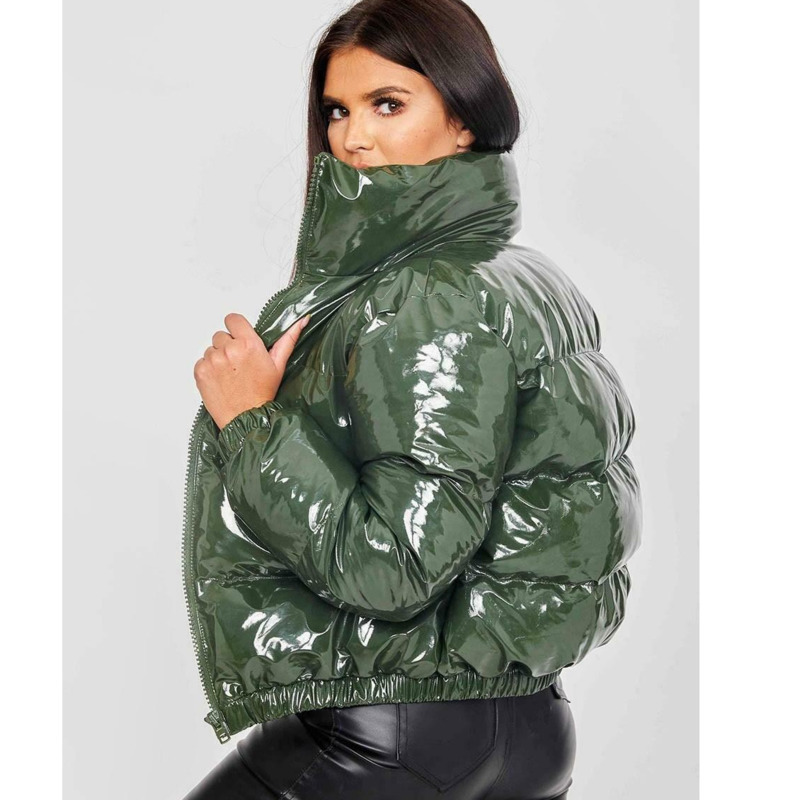 AtxyxtA Puffer Jacket Cropped Parka Bubble Coat Winter Women New Fashion Clothing Green XL LJ200929