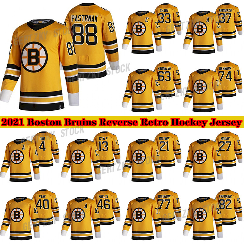 Boston Bruins 2020-21 Reverse Retro Jersey 88 David Pastrnak 37 Patrice Bergeron 63 Brad Marchand 77 Ray Bourque 46 Krejci Hockey Jerseys, Yellow
Boston Bruins 2020-21 Reverse Retro Jersey 88 David Pastrnak 37 Patrice Bergeron 63 Brad Marchand 77 Ray Bourque 46 Krejci Hockey Jerseys, Yellow