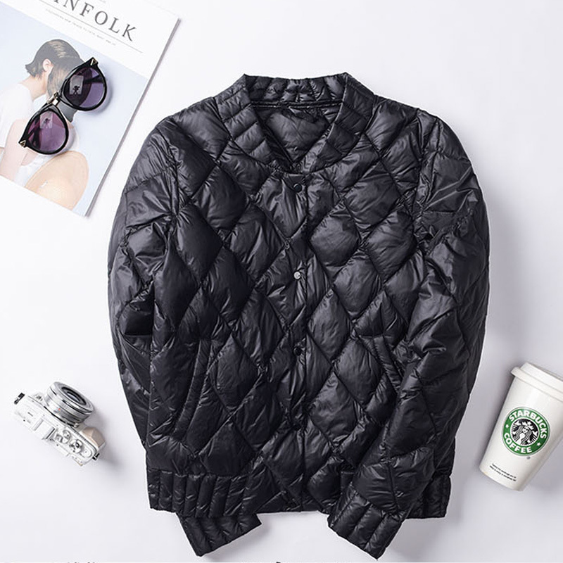 New Winter Ultra Light Down Coat White Duck Down Jacket Short Thin Autumn Slim Jacket Female Plus Size Outwear 201019