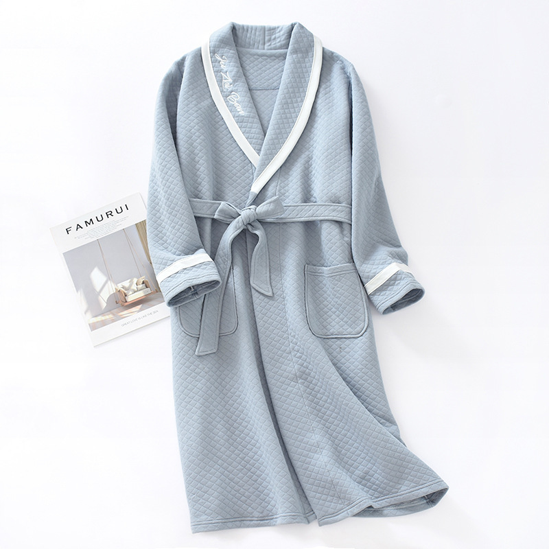 New 100% pure Cotton material plain color bathrobes robe Unisex Hooded pajamas sauna clothes waffle Sleepwear water absorption 210203