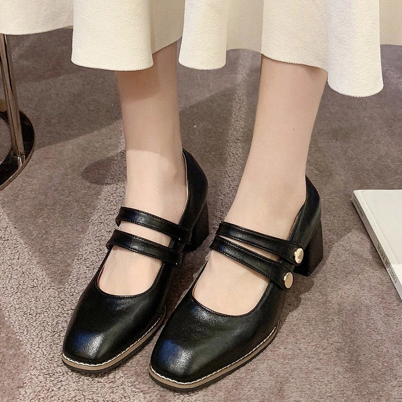 Rimocy Fashion Double Buckle Square Heels Pumps Women Black Square Toe Office Shoes Woman Waterproof Pu Leather Shallow Shoes #Yx9E 
Rimocy Fashion Double Buckle Square Heels Pumps Women Black Square Toe Office Shoes Woman Waterproof Pu Leather Shallow Shoes #Yx9E