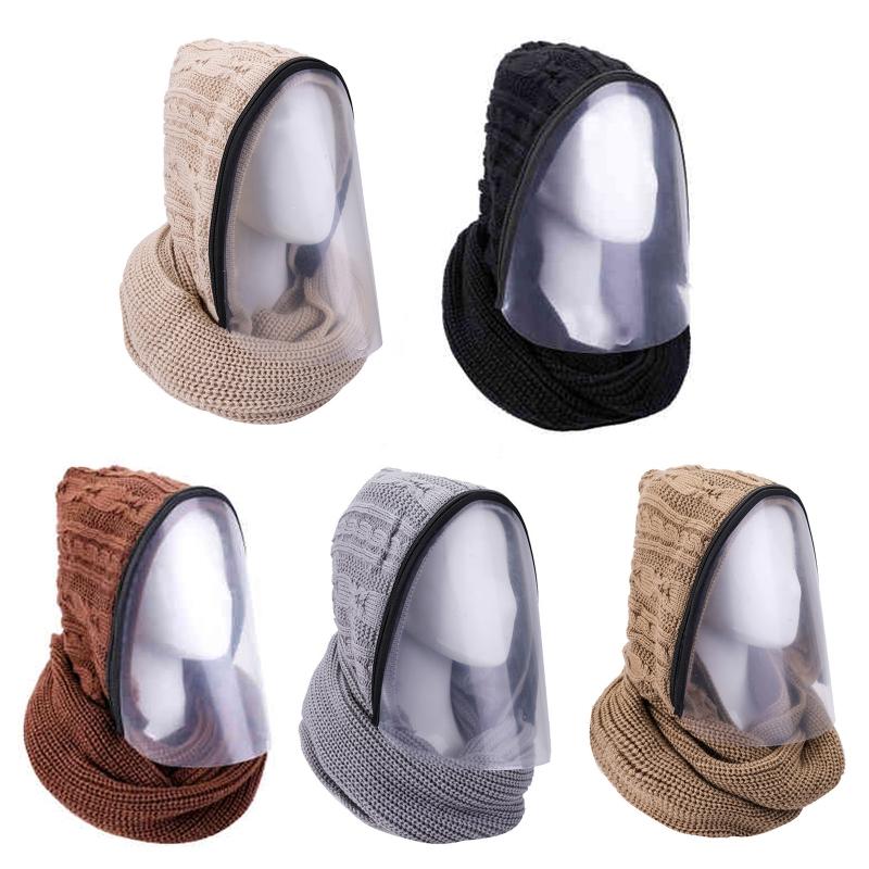 Unisex Winter Cable Knit Hooded Scarf with Removable Clear Full Face Shield Windproof Protective Earflap Cap Neck Warmer
Unisex Winter Cable Knit Hooded Scarf with Removable Clear Full Face Shield Windproof Protective Earflap Cap Neck Warmer