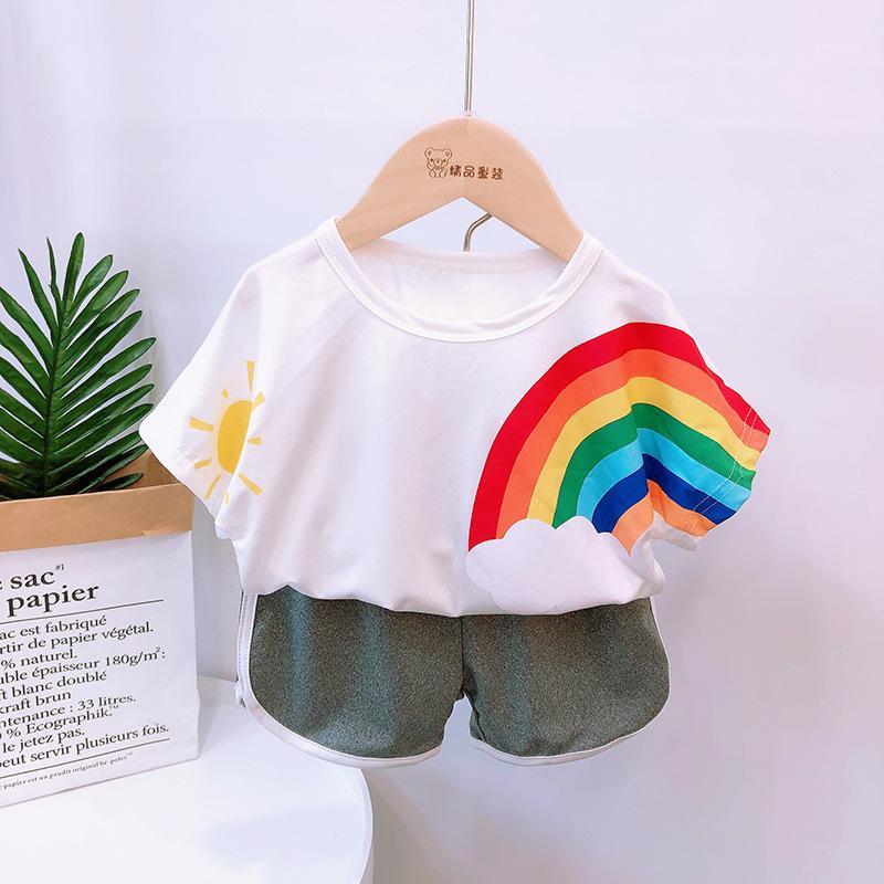 Summer Kids Sets Toddler Kids Clothes Sets Cotton Rainbow Print T-shirt + Sports Shorts Two-piece Children's Clothing1, Red
Summer Kids Sets Toddler Kids Clothes Sets Cotton Rainbow Print T-shirt + Sports Shorts Two-piece Children's Clothing1, Red