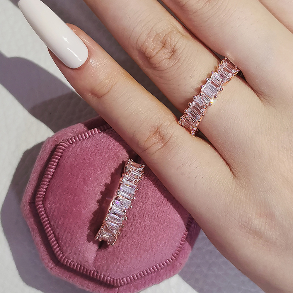 Choucong Sterg Sier Princess Cut Multicolor CZ Eternity Ring