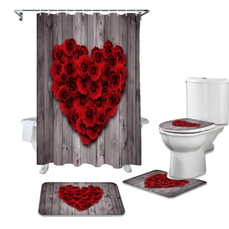 Valentine'S Day Love Red Rose Shower Curtains Set Bath Mat Set Toilet Cover Bathroom Accessories Bathroom Rug
Valentine'S Day Love Red Rose Shower Curtains Set Bath Mat Set Toilet Cover Bathroom Accessories Bathroom Rug