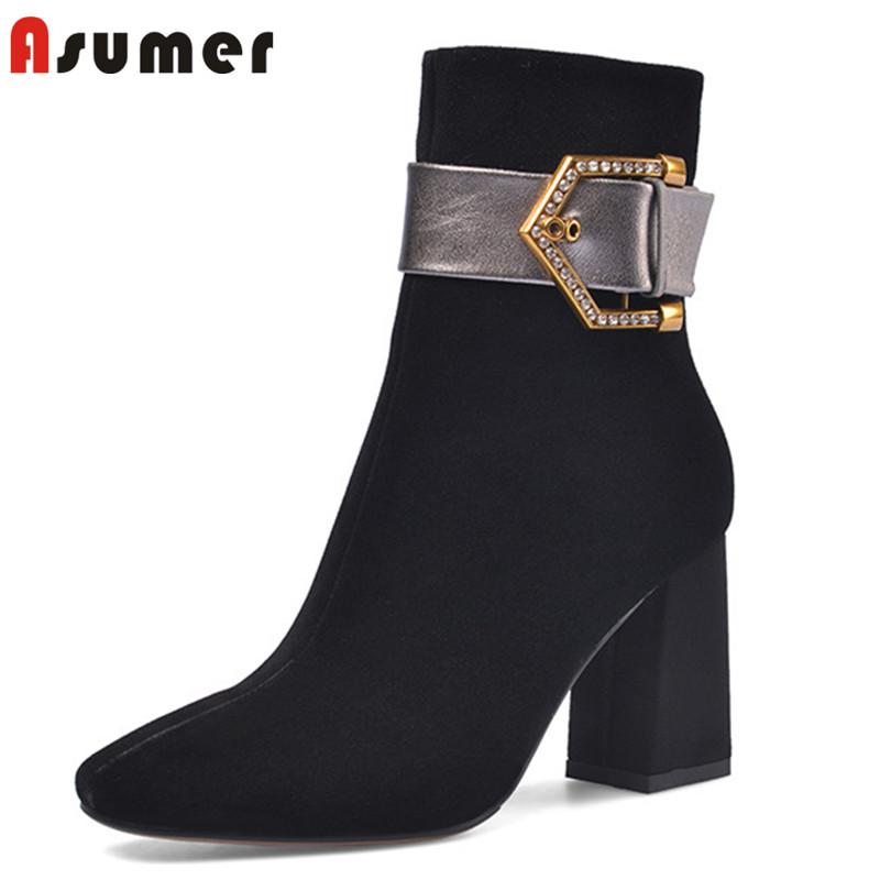 ASUMER 2020 new arrival ankle boots women suede leather Metal decoration high heels dress party wedding shoes woman short boots, Black
ASUMER 2020 new arrival ankle boots women suede leather Metal decoration high heels dress party wedding shoes woman short boots, Black
