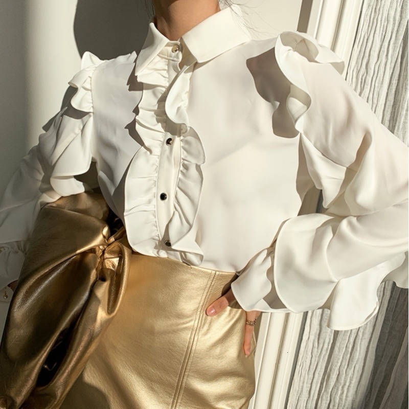 2021 New Women's Solid Turtlenecks Facing Down Slobbering Single Breasted Flare Sleeves Female Blouses Elegant Autumn DAC2, Ivory
2021 New Women's Solid Turtlenecks Facing Down Slobbering Single Breasted Flare Sleeves Female Blouses Elegant Autumn DAC2, Ivory