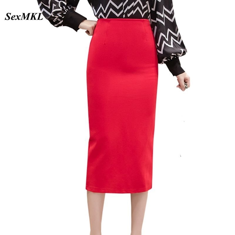SEXMKL Plus Size Red Pencil Skirts Womens Spring Summer Mid Calf Black Skirt Office Lady Elegant High Waist Long Skirt Jupe Y200326
SEXMKL Plus Size Red Pencil Skirts Womens Spring Summer Mid Calf Black Skirt Office Lady Elegant High Waist Long Skirt Jupe Y200326