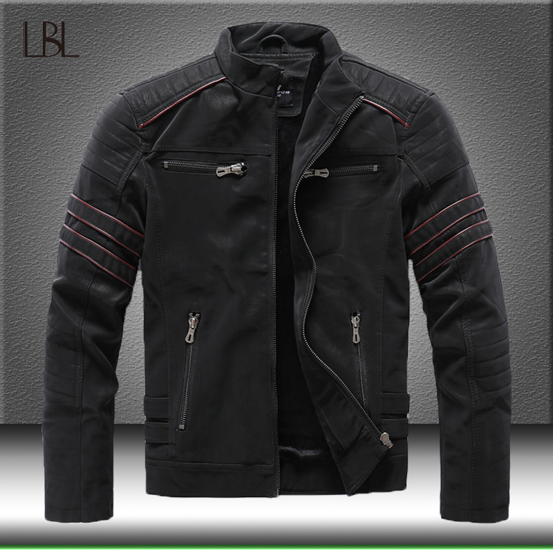 Autumn Winter Men's Leather Jacket Casual Motorcycle PU Jacket Coats Male Fleece Thick Warm Windbreaker High Quality Overcoat 201120