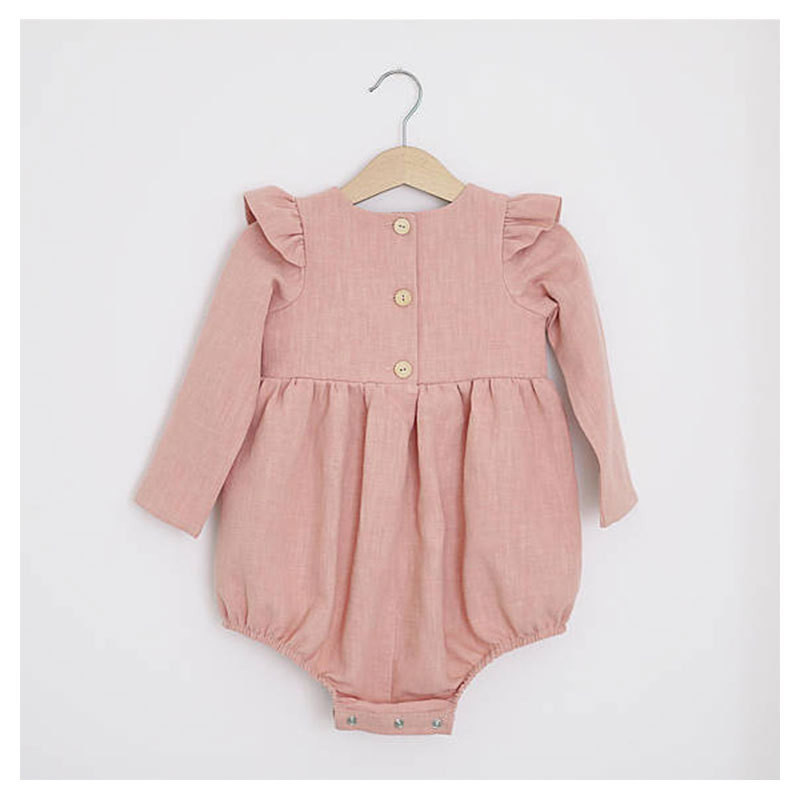 Baby Girls Clothes Newborn Baby Linen Cotton Jumpsuit Long Sleeve Kids Girls Ruffle Rompers Baby Body Suits D1288 Y1221
