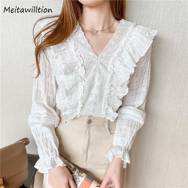 2020 Autumn Spring Elegant Women Lace Blouse Shirts Ladie Ruffle Sleeve White Korean Blouse Female V Neck Long Sleeve Shirts, Sq8281 white
2020 Autumn Spring Elegant Women Lace Blouse Shirts Ladie Ruffle Sleeve White Korean Blouse Female V Neck Long Sleeve Shirts, Sq8281 white