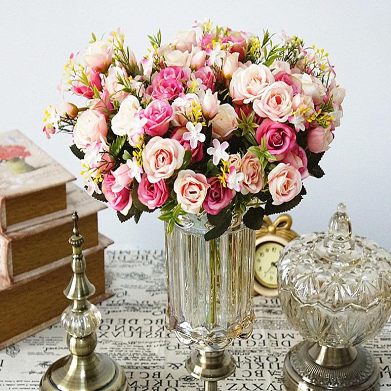 13 head / 1 beam simulation green leaf bouquet small lace rose home vase autumn decoration, Yellow
13 head / 1 beam simulation green leaf bouquet small lace rose home vase autumn decoration, Yellow