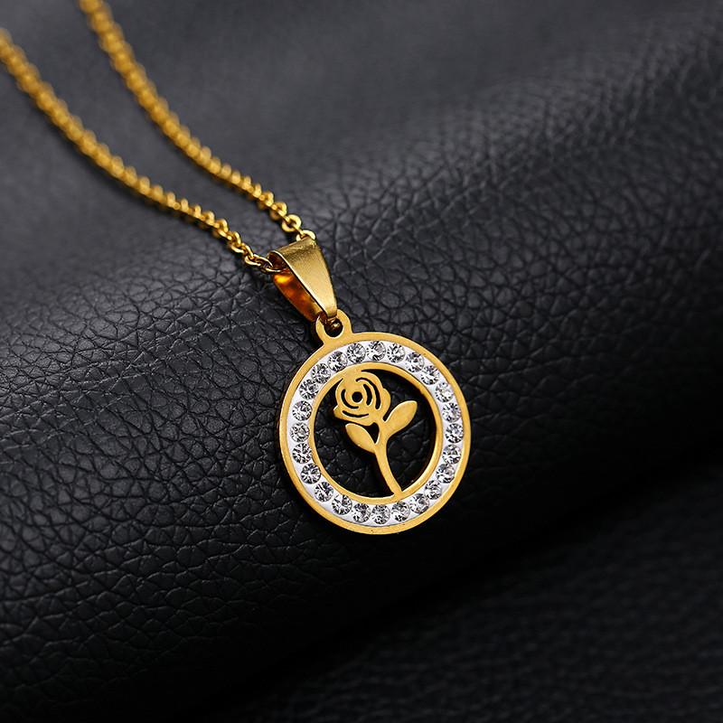 Boho Jewelry Rose Flower Pendant Necklace For Women Valentine's Day Gift CZ Round Circle Charm Necklace Gold Ketting Choker
Boho Jewelry Rose Flower Pendant Necklace For Women Valentine's Day Gift CZ Round Circle Charm Necklace Gold Ketting Choker
