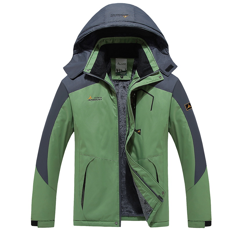Winter Outdoor Jacket Men Thick Warm Velvet Coat Men's Windproof Hooded Jackets Casual Hiking Mountaineering Outerwear 9XL 201218