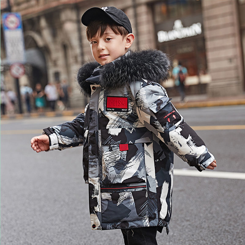 10 11 12 Years Teen Boys Camouflage Padded Fur Hooded Coats Winter Disguise Jacket Kids Teenage Clothes Outerwear Outfits 201126