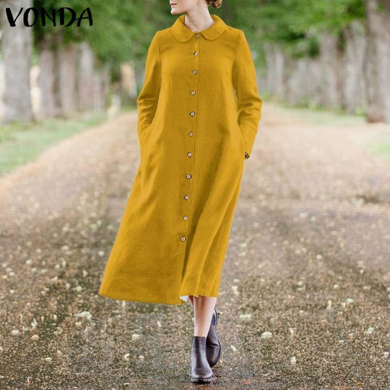 2021 Stylish Elegant Long Sleeve Dress Spring Sundress VONDA Solid Party Dresses Femme Lapel Long Vestidos Buttons Robe -5XL, Black
2021 Stylish Elegant Long Sleeve Dress Spring Sundress VONDA Solid Party Dresses Femme Lapel Long Vestidos Buttons Robe -5XL, Black