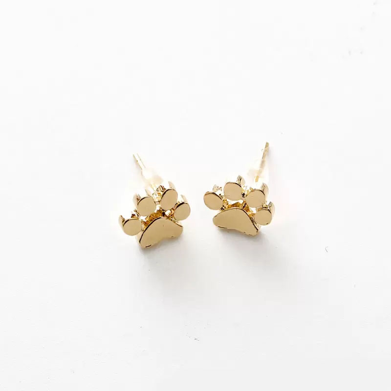 Puppy Dog Cat Paw Print Stud Earrings for Women Teen Girls Jewelry Gift Silver Gold Animal Foot Earring Wholesale Price