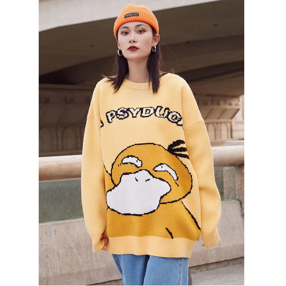 Funny Cartoon Duck Sweater Pullover Jumper Men Printed Knitted Sweater Hip Hop Harajuku Streetwear Casual Autumn Male Sweater 201116