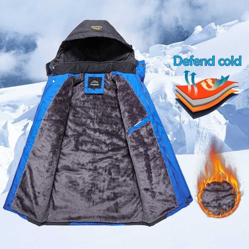 Winter Men Outdoor Jacket Waterproof Warm Coats Male Casual Thicken Velvet Jacket Plus Size Mens Outwear Mountaineering Overcoat 201127