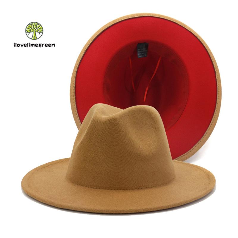 2020 Fall Winter Wide Brim Women Men Elegant Woolen Felt Fedora Hat Camel Red Patchwork Wide Brim Hat and Caps
2020 Fall Winter Wide Brim Women Men Elegant Woolen Felt Fedora Hat Camel Red Patchwork Wide Brim Hat and Caps