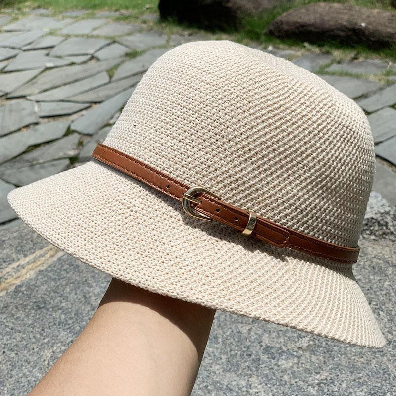 Belt Buckle Dome Caps Korean Style Sweet Beach Hats Outdoor Travel Wide Brim Hats
