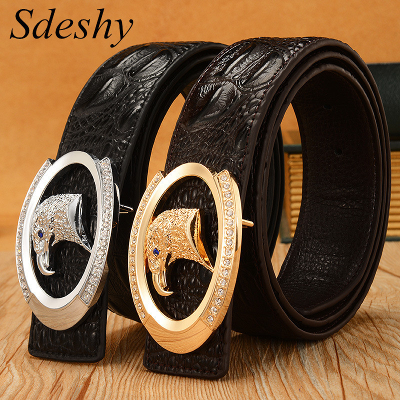 Crocodile Pattern Men Belt Luxury Gold/Sliver Eagle Buckle Men's Genuine Leather Belt Hawk Head Business Straps Male J1223, Black
Crocodile Pattern Men Belt Luxury Gold/Sliver Eagle Buckle Men's Genuine Leather Belt Hawk Head Business Straps Male J1223, Black