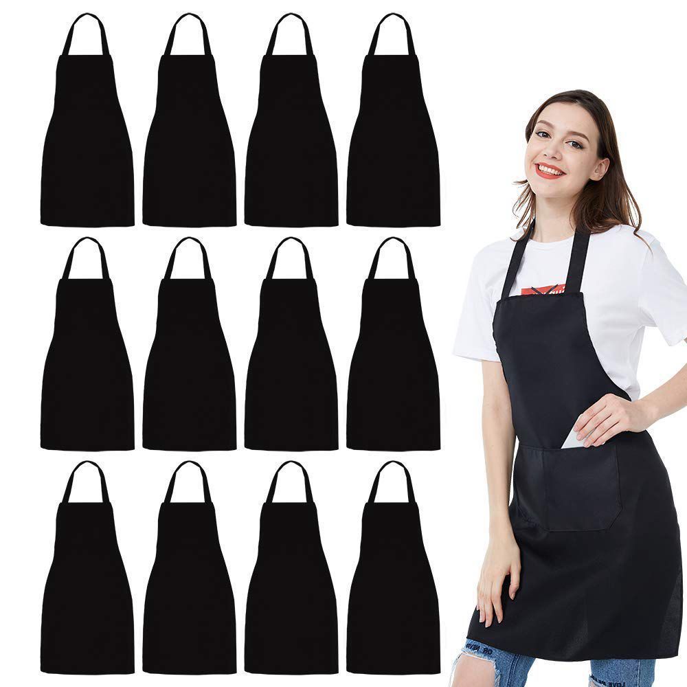 12 Pack Bib Apron - Unisex Black Apron Bulk with 2 Roomy Pockets Machine Washable for Kitchen Crafting BBQ Drawing 201007
12 Pack Bib Apron - Unisex Black Apron Bulk with 2 Roomy Pockets Machine Washable for Kitchen Crafting BBQ Drawing 201007