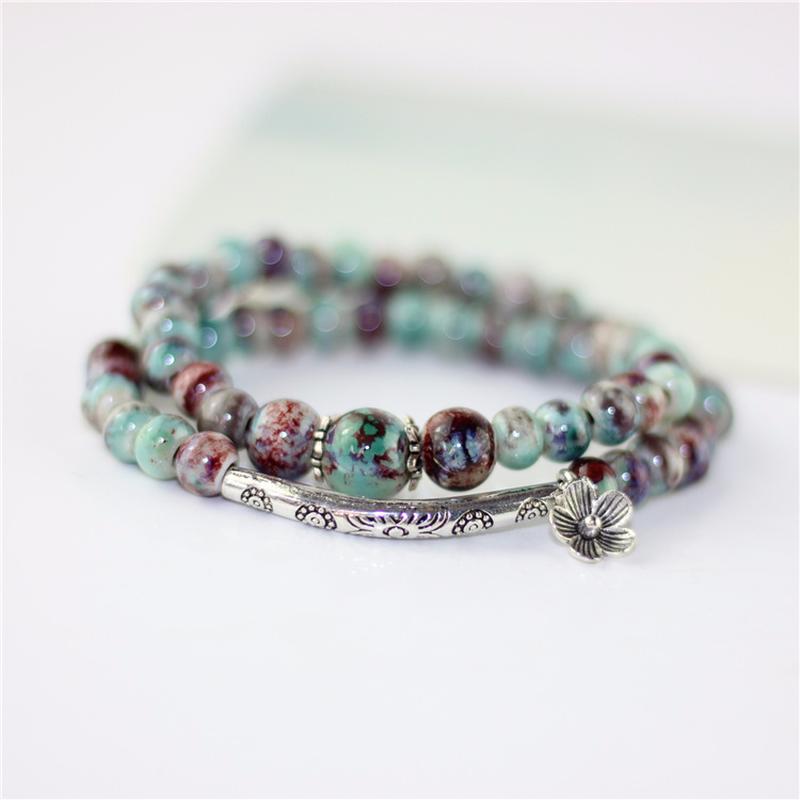 Flower Ceramic Beads Double Bracelets Natural Stone Charm Handmade Accessories Bronze Porcelain Statement Bangles Fashion Gift
Flower Ceramic Beads Double Bracelets Natural Stone Charm Handmade Accessories Bronze Porcelain Statement Bangles Fashion Gift