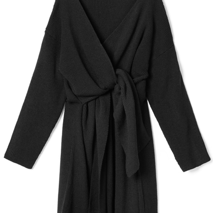 Autumn Sweater Women Dress Winter Long sleeve Sweater Knitted Dresses Long loose Maxi Oversize Dresses Knitting Robe Vestido 201225