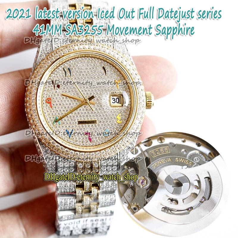 eternity Latest version Rainbow Arabic Diamonds Dial SA3255 Automatic 86409 126334 126333 Mens Watch Two Tone Strap Iced Out Full Diamond, Book + card
eternity Latest version Rainbow Arabic Diamonds Dial SA3255 Automatic 86409 126334 126333 Mens Watch Two Tone Strap Iced Out Full Diamond, Book + card