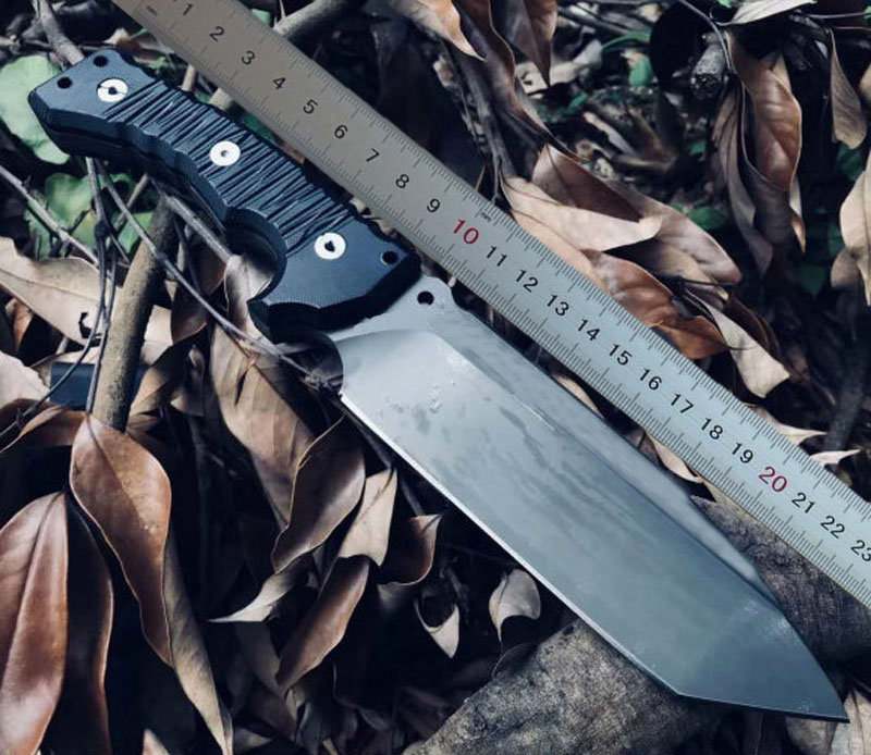 High End Outdoor Survival Straight Knife A2 Grey Titanium Coated Tanto Point Blade Full Tang Black G10 Handle With Kydex