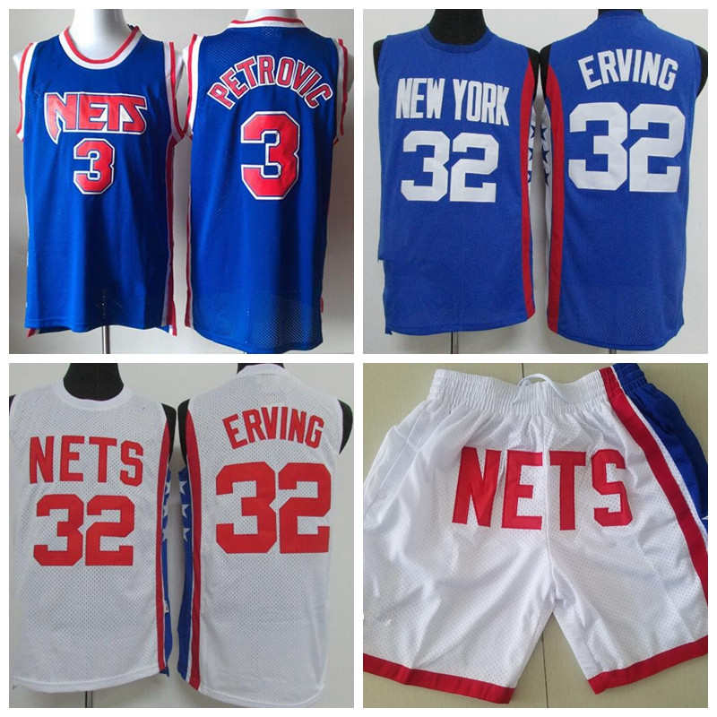 Men Youth NewJerseyNets Drazen Petrovic 32 Erving Mitchell & Ness Royal White 1992-93 Swingman Jersey