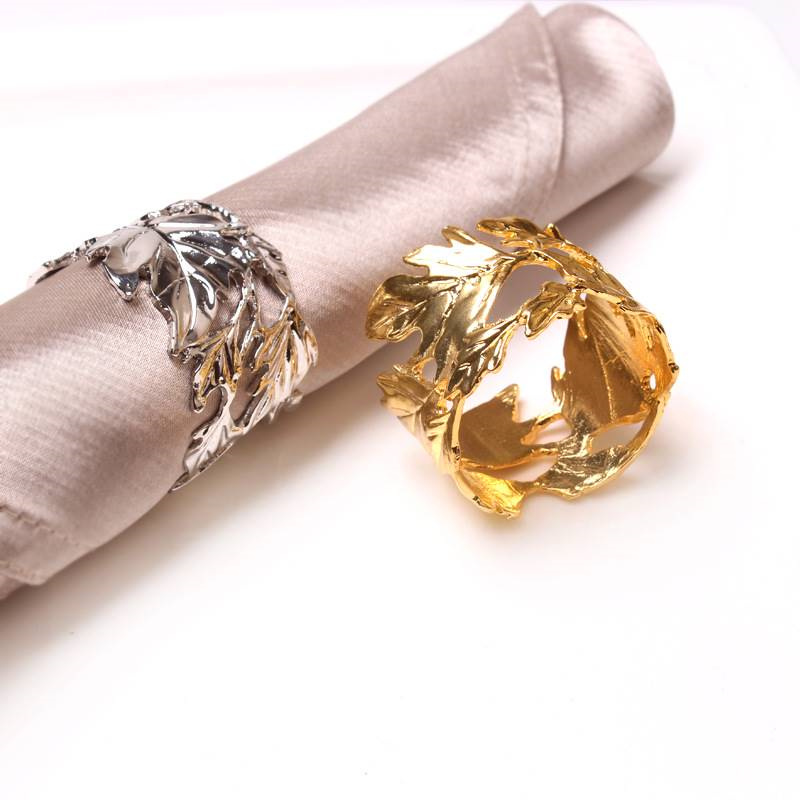 Silver Gold Metal Leaf Napkin Ring Table