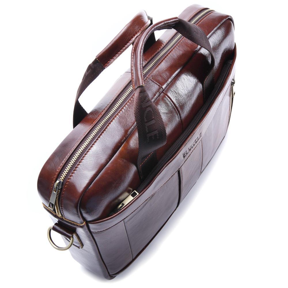 Fashion Men Briefcase Genuine Leather Bussiness Handbag Laptop Messenger Bag Shoulder Crossbody Bags for Male Office Hand Tote LJ201012