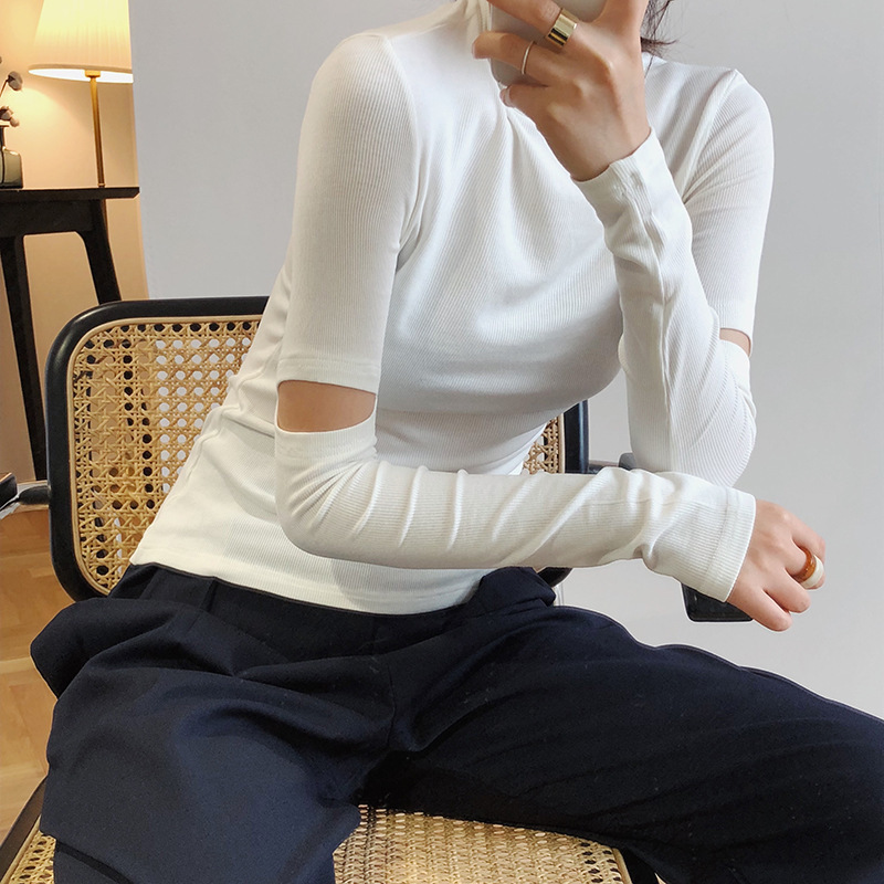 2021 New spring and solid autumn round collar sleeve base shirt with all types of mesh simple top temperament QTO9, White
2021 New spring and solid autumn round collar sleeve base shirt with all types of mesh simple top temperament QTO9, White