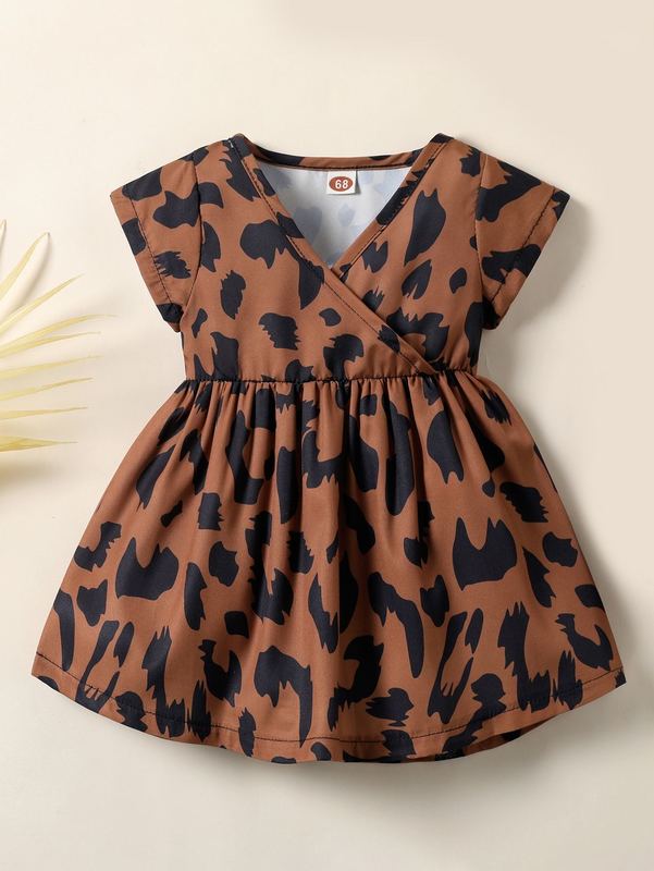 Baby Allover Print Surplice Neck Dress SHE
