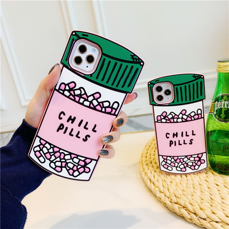 New 3D Love Potion Chill Pills Bottle Phone Case For iPhone 12 MINI 11 Pro X XS Max XR 8 7 Plus Cute Soft Silicone Rubber Shockpoof Cover, As picture
New 3D Love Potion Chill Pills Bottle Phone Case For iPhone 12 MINI 11 Pro X XS Max XR 8 7 Plus Cute Soft Silicone Rubber Shockpoof Cover, As picture