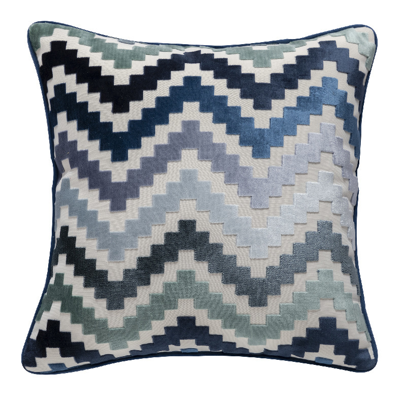 Velvet Cushion Cover Soft Pillow Cover Zigzag Grey Coffee Blue Durable Thick Home Decorative for Sofa Bed 45x45cm/30x50cm/50x50c LJ201216