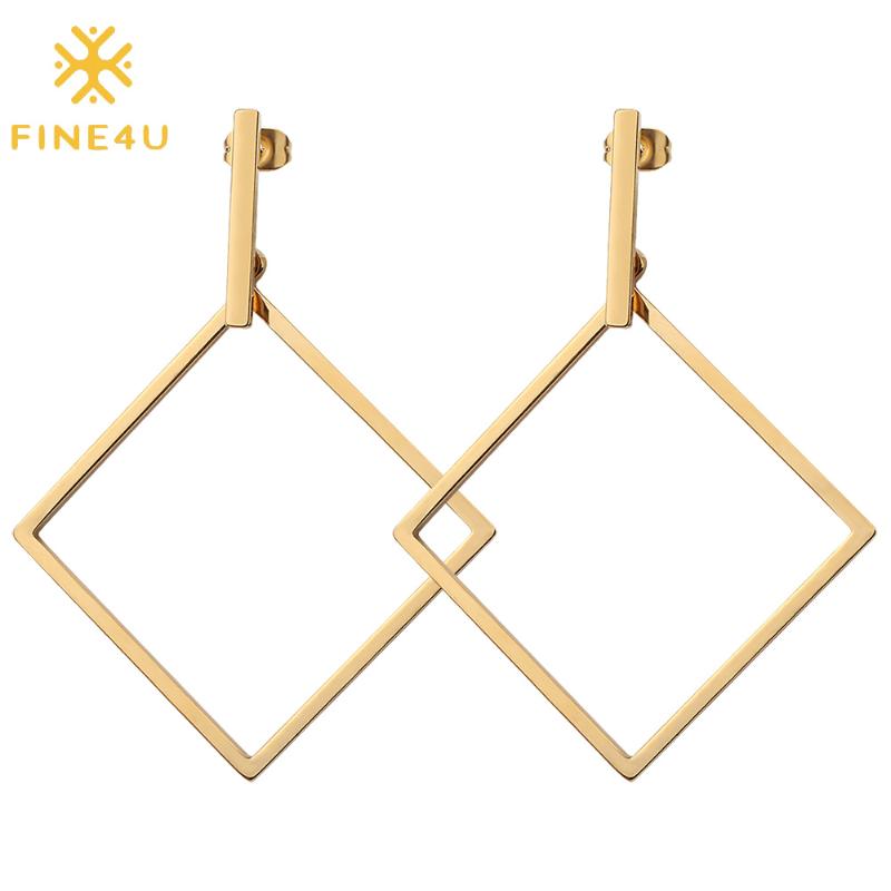 FINE4U E140 Stainless Steel Simple Geometric Big Hoop Earring New Korean Style Square Dangle Earrings Hypoallergenic Jewelry
FINE4U E140 Stainless Steel Simple Geometric Big Hoop Earring New Korean Style Square Dangle Earrings Hypoallergenic Jewelry