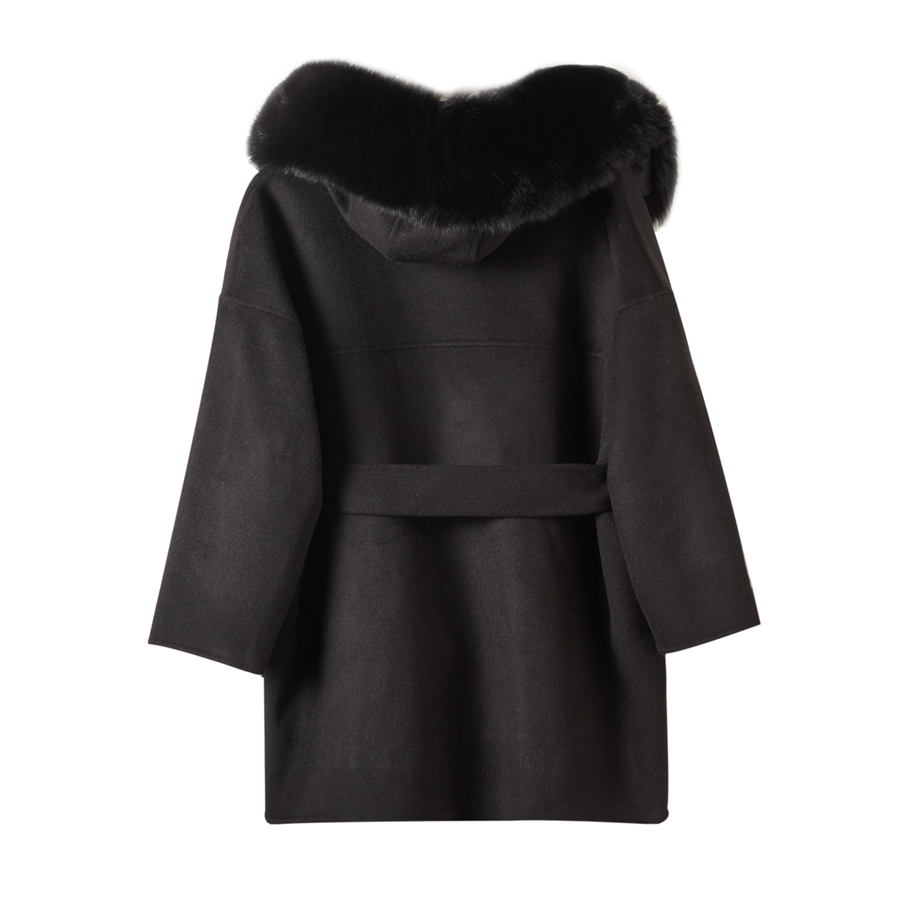 QIUCHEN PJ New arrival high quality cashmere women jacket real fur real fox fur collar Fashion model 201222
