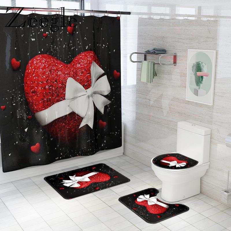 Valentine's Day Bath Mat and Shower Curtain Set Flannel Toilet Seat Cover Mat Bathroom Floor Absorbent Shower Foot Rugs
Valentine's Day Bath Mat and Shower Curtain Set Flannel Toilet Seat Cover Mat Bathroom Floor Absorbent Shower Foot Rugs