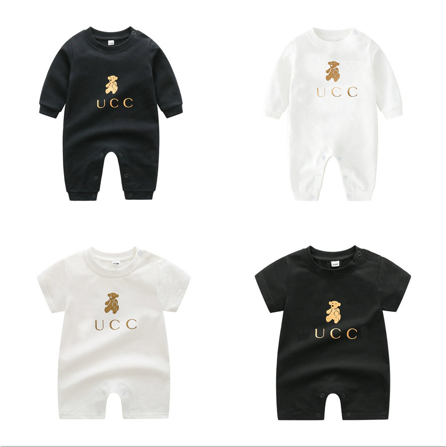 kids Designer Rompers baby boy girl summer top quality short-sleeved Long sleeve 100% cotton clothes 1-2 years old newborn Jumpsuits children's clothing G0018, Black short sleeve
kids Designer Rompers baby boy girl summer top quality short-sleeved Long sleeve 100% cotton clothes 1-2 years old newborn Jumpsuits children's clothing G0018, Black short sleeve