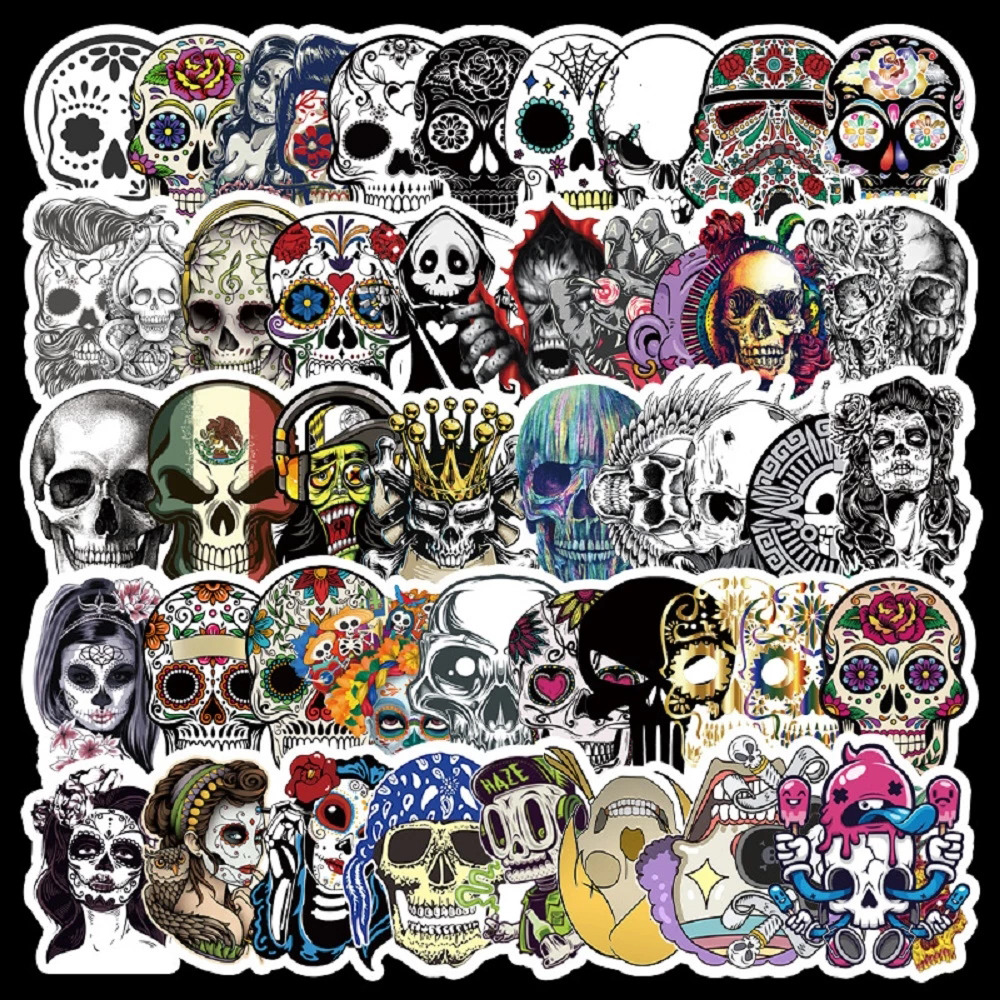 Mixed Horror Skull Stickers For Laptop Motorcycle Styling Luggage Suitcase Decals DIY Terror Scary Skull Graffiti Sticker Car