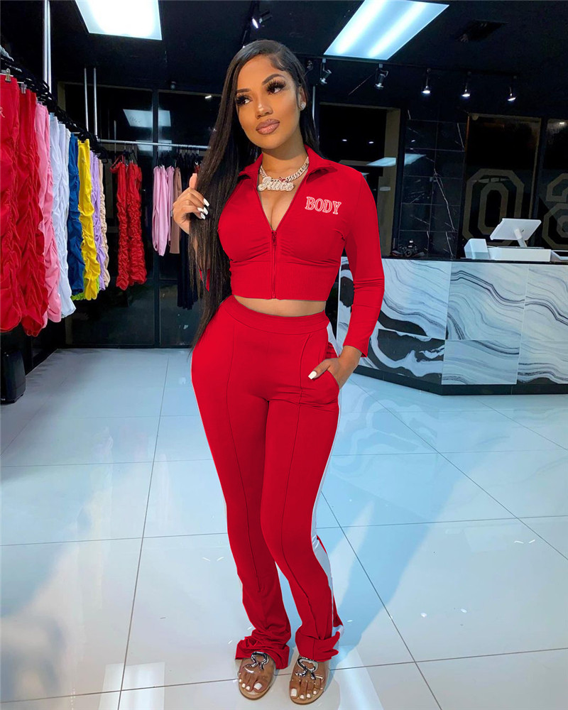 Fall winter clothing Women tracksuits jogger suit long sleeve outfits jacket crop top+stack pants two piece set plus size-2X sweatsuits 4343