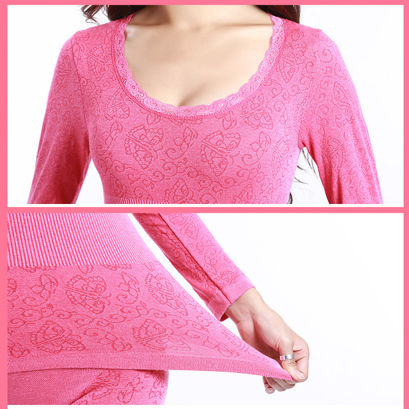 Queenral Sexy Warm Thermal Underwear Women Winter Thermal Underwear Seamless Long Johns Breathable Ladies Slim Underwears Sets 201027