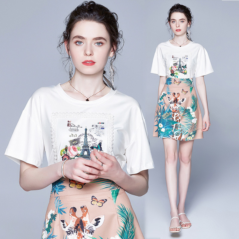2021 New Summer Ladies Casual Runway Suit Flower Print T-shirt Top Tee and Mini High Waist A-line Skirt Sets Women 2 Piece Set 3jf6, White
2021 New Summer Ladies Casual Runway Suit Flower Print T-shirt Top Tee and Mini High Waist A-line Skirt Sets Women 2 Piece Set 3jf6, White