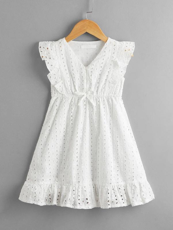 Toddler Girls Schiffy Bow Front Ruffle Hem Dress SHE